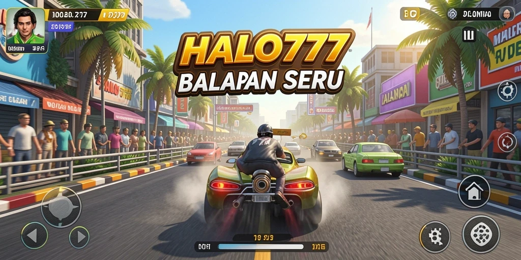 Tampilan gameplay HALO777 dengan aksi balapan yang seru.