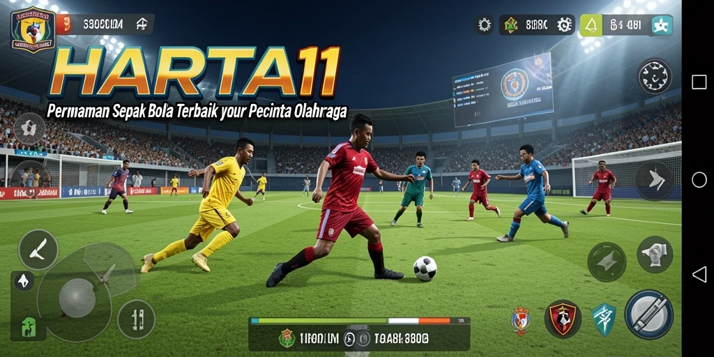 Tangkapan layar HARTA11 menunjukkan gameplay sepak bola yang menarik dan realistis.