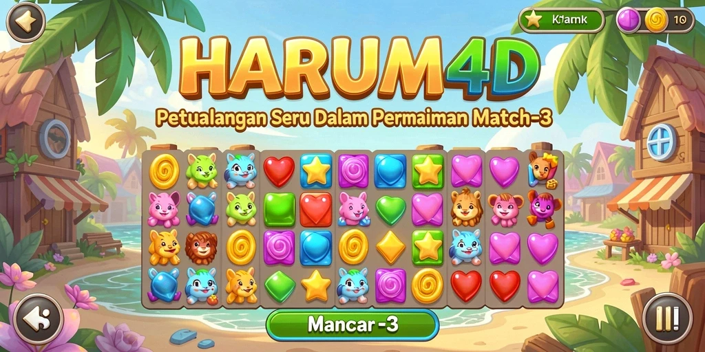 Tangkapan layar menampilkan gameplay menarik dari HARUM4D dalam genre Match-3.