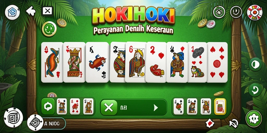 Tampilan gameplay seru HOKIHOKI dengan kartu Domino.