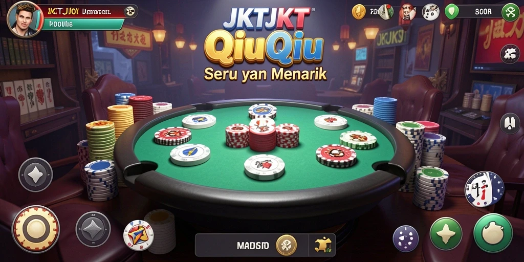 Screenshot gameplay JKTJKT menunjukkan suasana kompetitif QiuQiu yang seru.