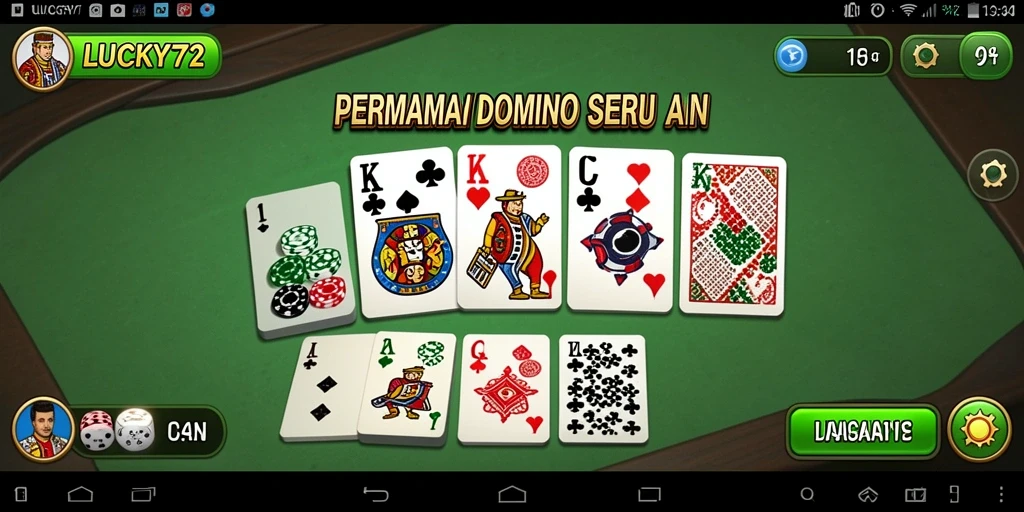 Tampilan gameplay menarik dari LUCKY72 dengan suasana bermain Domino.