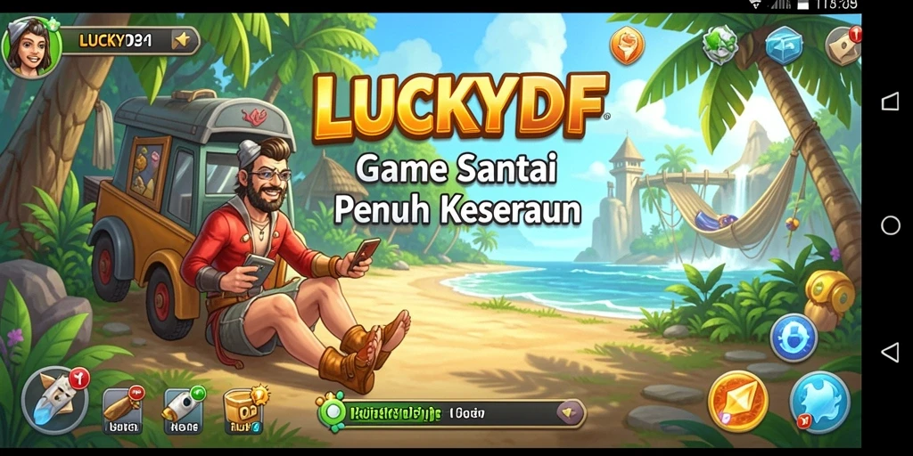 Tampilan gameplay seru dari LUCKYDF yang penuh warna.