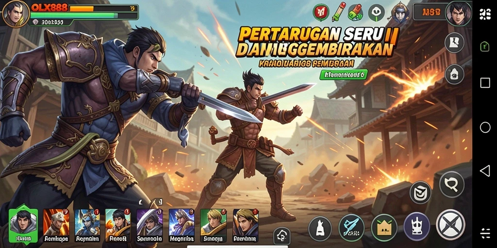 Tangkapan layar OLX888 yang menunjukkan aksi pertarungan seru.