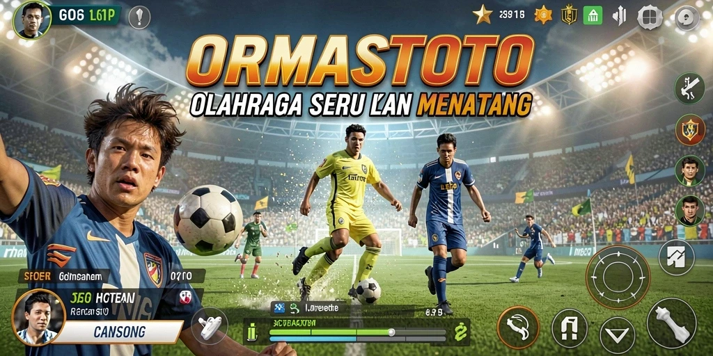 Gameplay seru ORMASTOTO menampilkan aksi olahraga yang mendebarkan.