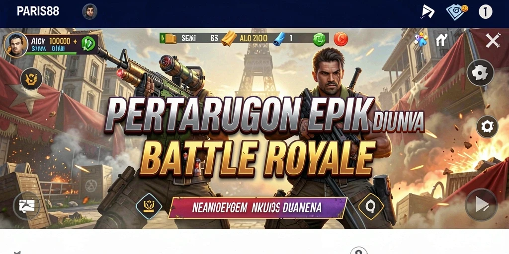 Screenshot PARIS88 menampilkan aksi Battle Royale yang intens.
