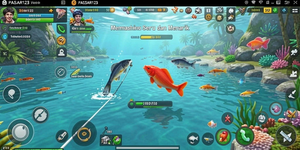 Screenshot gameplay PASAR123 menampilkan pengalaman memancing yang mendebarkan.