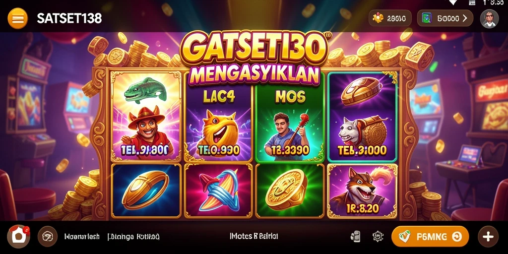 Tampilan gameplay SATSET138 yang penuh warna dan interaktif.