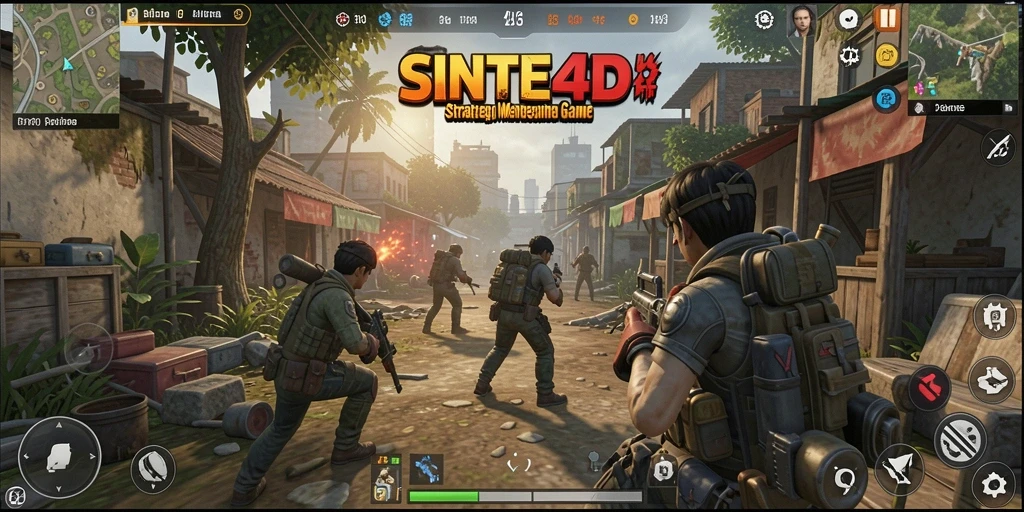 Tampilan penuh aksi gameplay strategis SINTE4D yang menantang.
