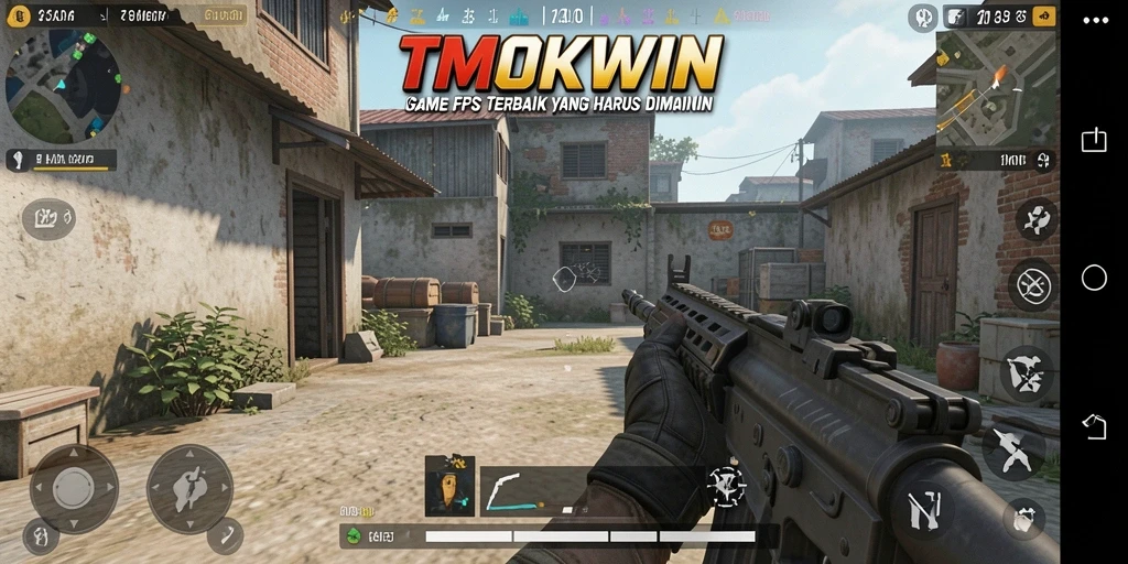 Tampilan gameplay intens di <strong>TMOKWIN</strong> yang menampilkan aksi FPS yang mendebarkan.