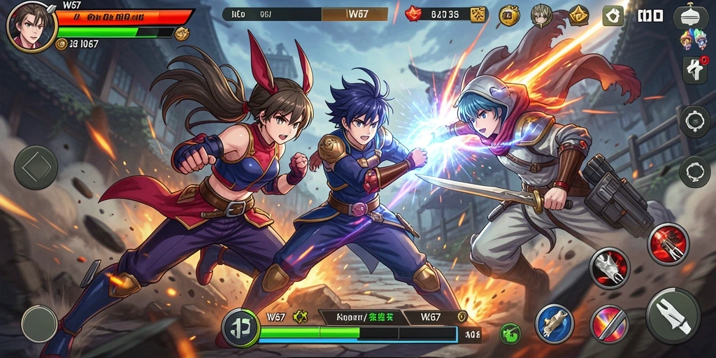 Tampilan gameplay yang menakjubkan dari W67 dengan karakter Anime.