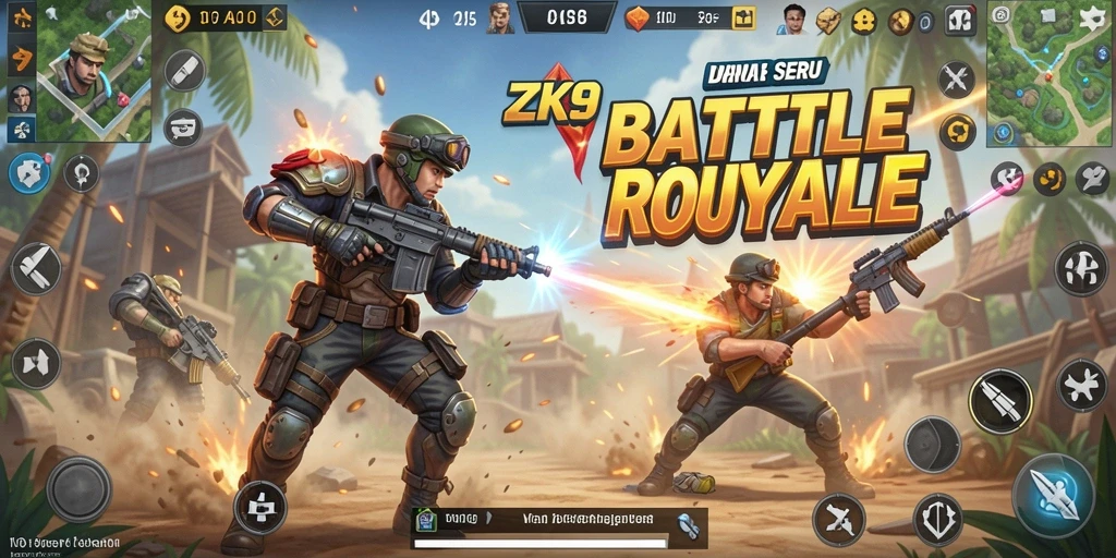 Tangkapan layar gameplay ZK9 menampilkan aksi seru dalam mode Battle Royale.